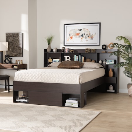 Dexton ModernDark Brown Finished Wood Queen Size Platform Storage Bed